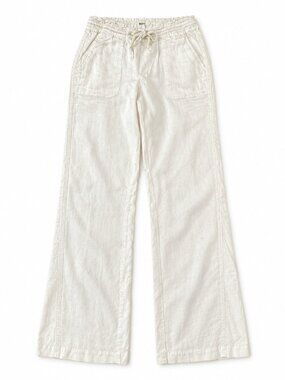 Roxy Oceanside White Linen Blend Wide Leg Beach Pants Size SM